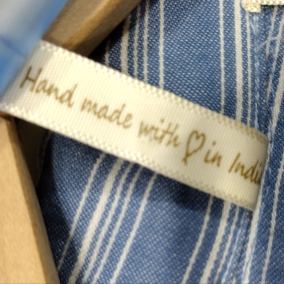 Japna Stripped Shirt Dress Women's S Blue Boho Retro 90s Y2K Casual Beach - Picture 10 of 10